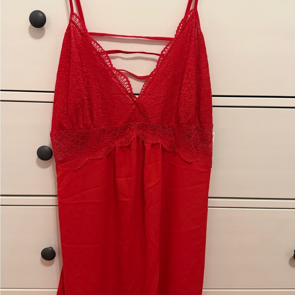 Macy's Red Lace-Trim Strappy Chemise